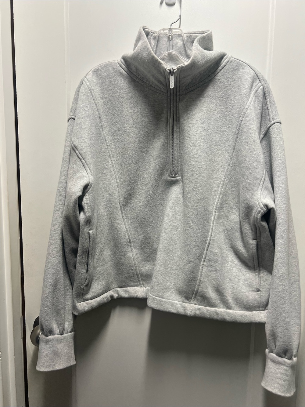 Zella Light Gray Half-Zip Pullover Fleece Top